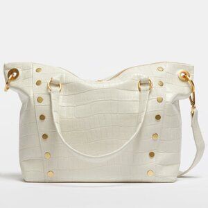 Hammitt Large Daniel Calla Lily White Crocodile Brushed Gold